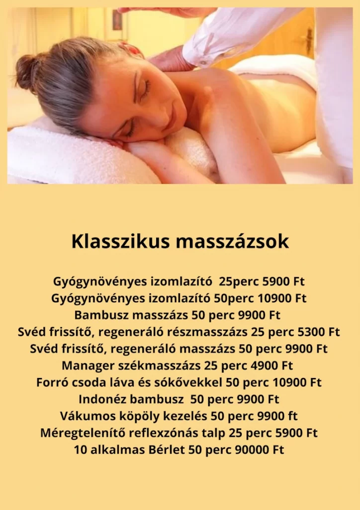 Klasszikus masszázs árak - Viola stúdió